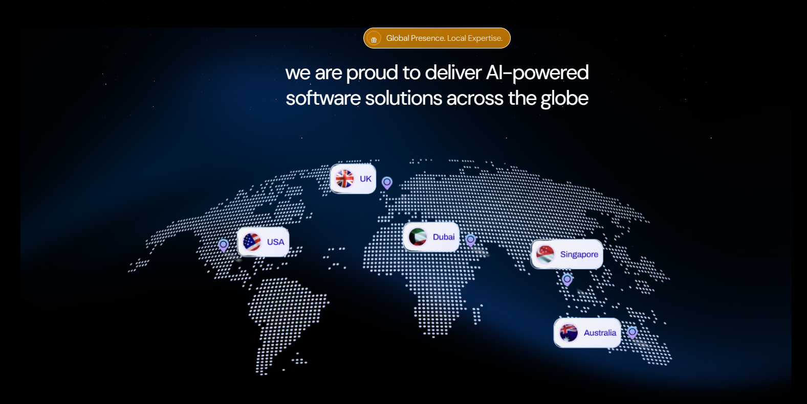 AptonWorks global presence — UK, USA, Dubai, Singapore, Australia